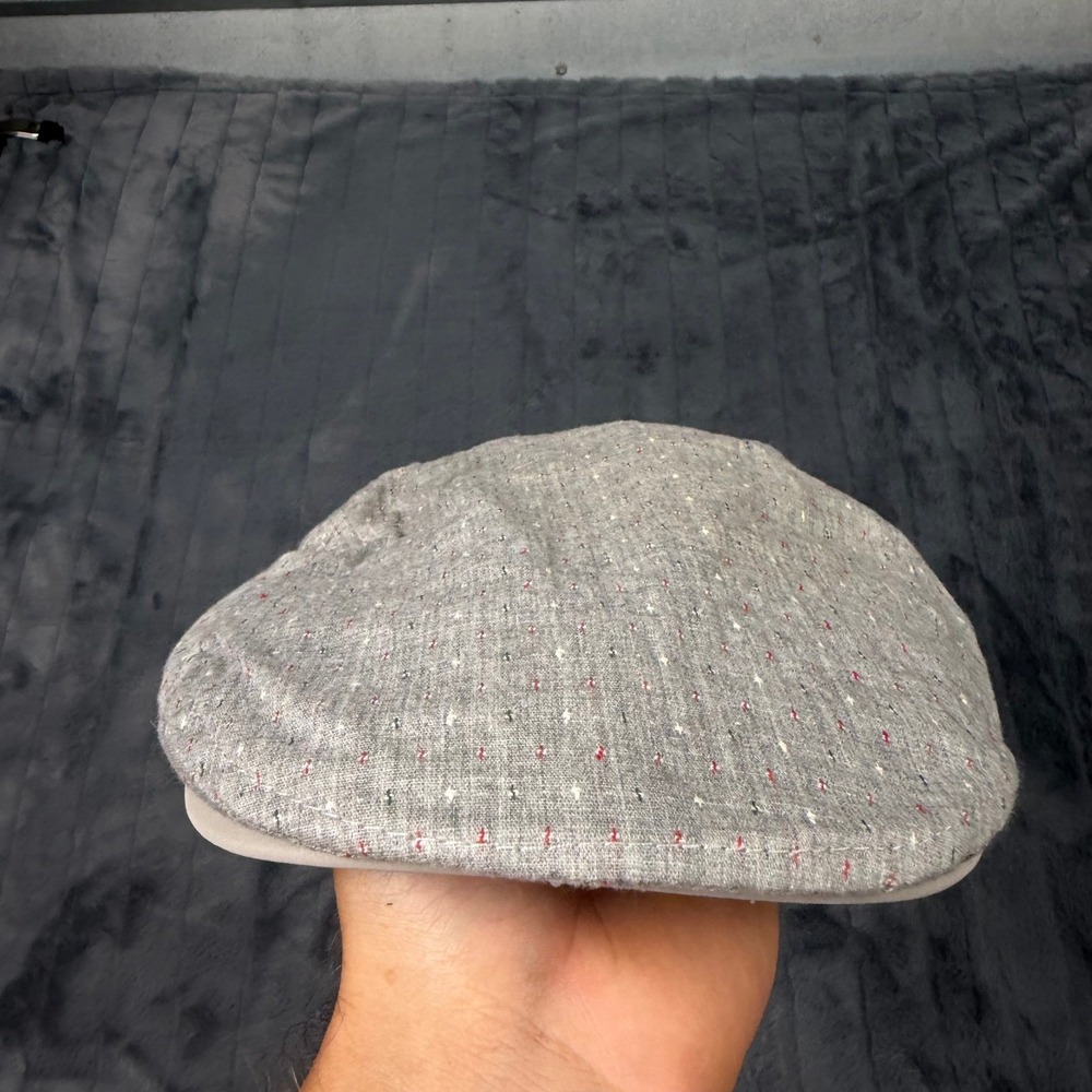 Linea Uomo Mens Grey Cotton Micro Dot Flat Cap Ivy Driver Hat Medium KGLU915-GRY